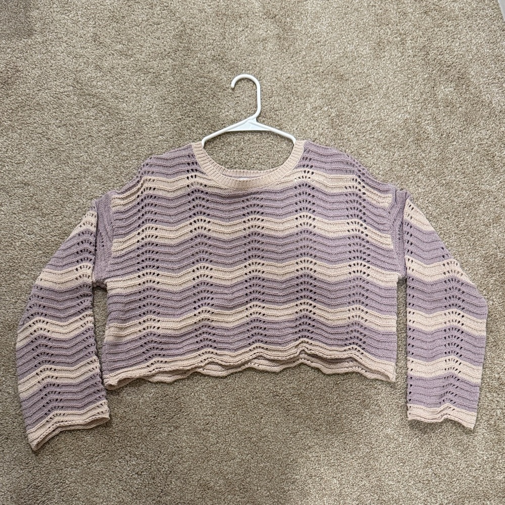 Altar'd State Purple and Cream Sweater